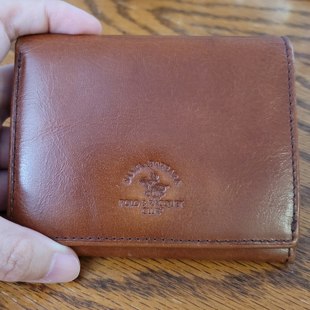 Santa Barbara Polo & Racquet club unisex bifold leather wallet brown
